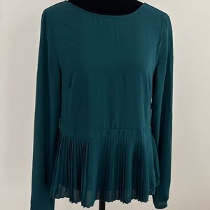The Limited Teal Pleated Hem Blouse